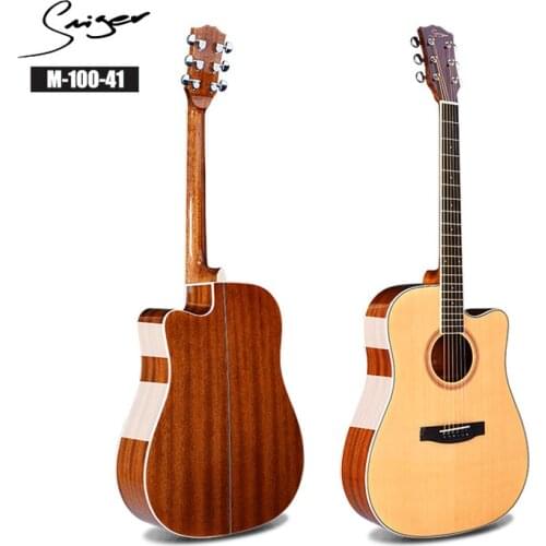 Guitar Spruce Acoustic Electric Steel-String 41 Inches D-Body Guitarra 6 Strings Folk Pop Cutaway Sapele High-gloss Wood Color