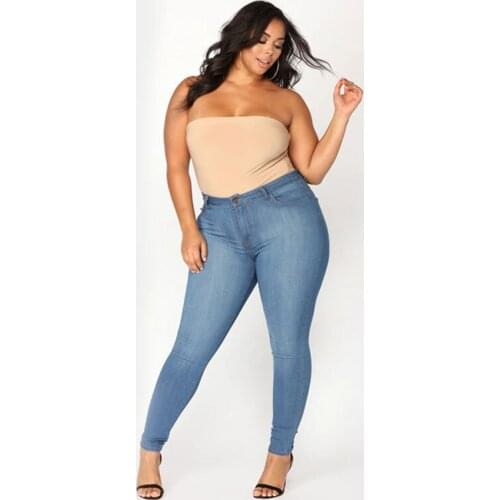 Hot Sale Womens Plus Size Jeans Fashion High Waist Skinny Jeans Casual Denim Pencil Pants XL-5XL