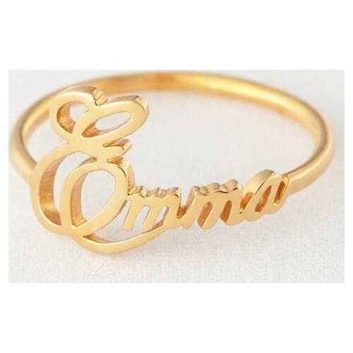 Dainty Personalized Name Rings Engagement Jewelry Stainless Steel Custom Nameplate Finger Rings Wedding Gifts