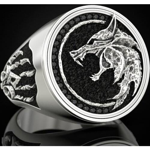 Hunter Wolf Claw Ring 925 Silver Viking Warrior Vintage Bicolor Mens Ring Gift Jewelry Ring Wholesale