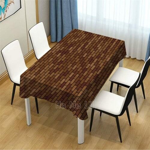 Brown Wall Splicing Pattern Design Tablecloth For Dinner Table Decor