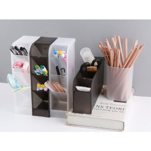 Creative Multifunctional 4 Grid Desktop Organizer Pen Holder Makeup Storage Box School Office Accessories Stationery Organizer