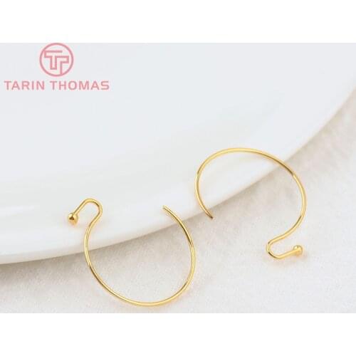 20PCS 15.5x19MM 24K Gold Color Plated Round Earring Hook High Quantity Jewerly Making Diy Jewelry Findings Accessories