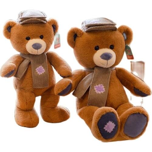 35/45/55cm Hot Fluffy Bear Plush Toy Soft Stuffed Cartoon Animal Bear With Hat Doll Baby Appease Lover Girlfriends Birthday Gift