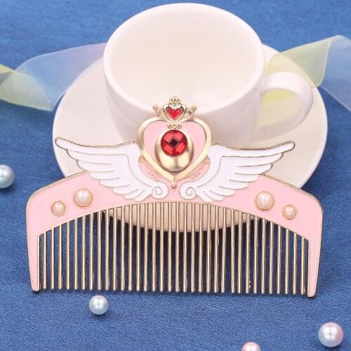 Magic Card Sakura Comb Moon Hair Brush Comb Wing Heart Crown Wedding Comb HeadHair With Crystal