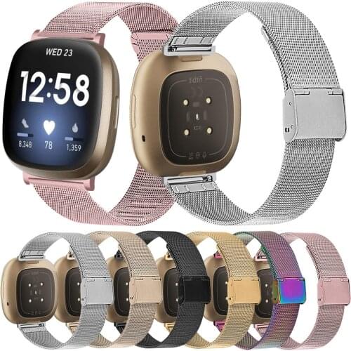 Milanese Band Correa For Fitbit Sense Mesh Stainless Steel Bracelet Strap Loop For Fitbit Versa 1 2 3 Lite Watch Replacement
