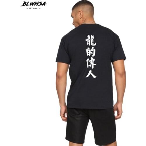 BLWHSA Chinese Printed T Shirt Men Fashion Short Sleeve Cotton Funny Design T-shirt Meaning Descendants Of The Dragon Men Tess