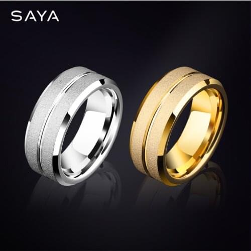 Men Rings 8mm Width Tungsten Promise Brushed Finishing Outside, Customized, Free Shipping