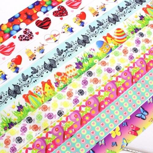 OOOT BAORJCT 1722591 , 25mm 9 Color choose Cartoon Ribbons Printed grosgrain Wedding Accessories DIY handmade materials Gift