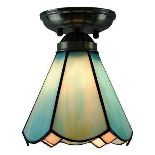 6" Retro Tiffany Ceiling Lamp European Glass Lampshade Flush Mount Light Hallway Dining Room Living Room Lighting Fixture CL243