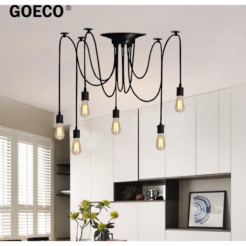 Industrial Spider Pendant Light, Adjustable Semi Flush Mount Ceiling Chandeliers, Hanging Lamp for Dining Room Kitchen Bedroom