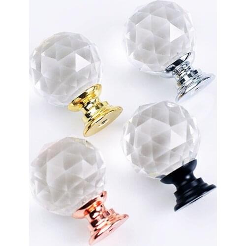 Furniture Transparent Crystal Ball Handle Aluminum Alloy Clothes Cupboard Door Handle Drawer Single Hole Handle Pot Lid Handle
