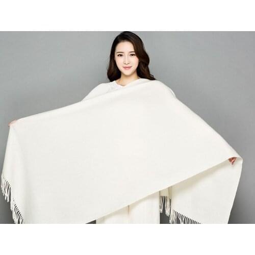 Luxury Brand Winter New Big Size 200*70cm Women Wool Solid Thinkening Scarves Warm Shawl Scarf With Tassels Soft