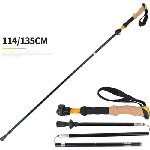 Trekking Pole Handle 5-section Folding Walking Sticks Canes Trekking Poles Alpenstock Hssiking Crutches