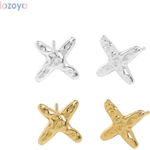 Lozoya 925 Sterling Silver Gold Plain Crystal Jewelry Cross Stud Earring Women Tiny Women 2021 Wedding Party Jewels Gift