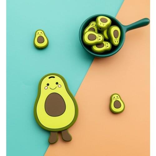 New Avocado Baby Teether Silicone Toys Beads Food Grade BPA Free DIY Pacifier Clips Jewelry Chew Necklace Pendant