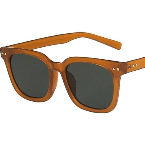 Rivet Square Frame Women Men Sunglasses Blue Gray Lens UV400 Eye Protection Girl Sexy Ladies Fashion Outdoor Eyewear