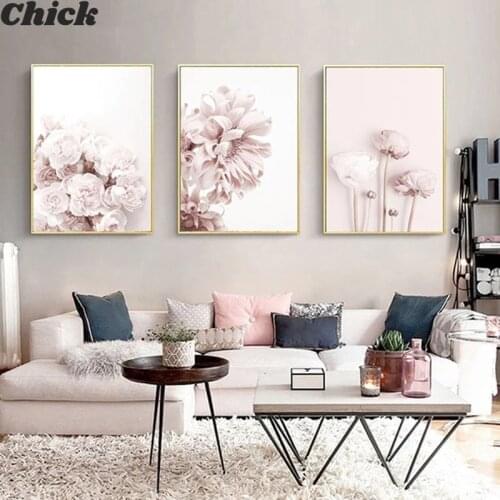 Modern Pink Plant Flowers Canvas Painting Wall Art Poster Painting Prints Room Decoration Living Room Pictures Home Decoration