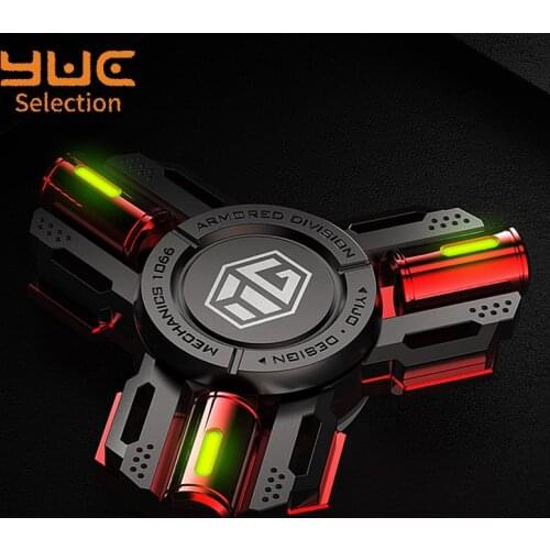 YUC LED Finger Spinner Light Hand Toys Adult Stress Relief Toys Silent R188 Bearing All Metal Fidget Spinner Glow Office Toys