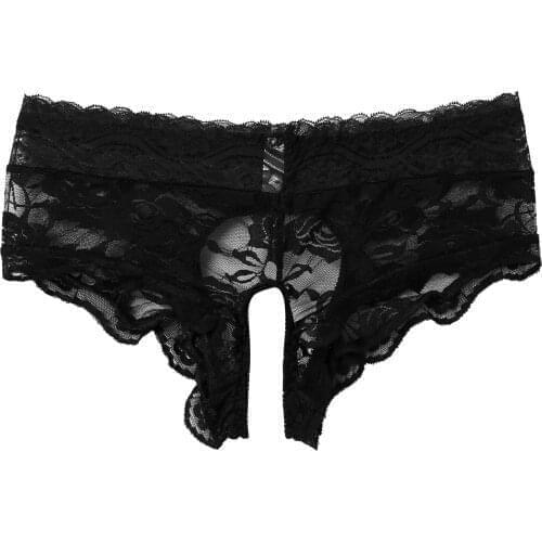 Mens Panties Sexy Underwear Men Erotic Lingerie Lace Sissy Pink Crotchless Briefs Thong Elastic Waistband Underwear Underpants