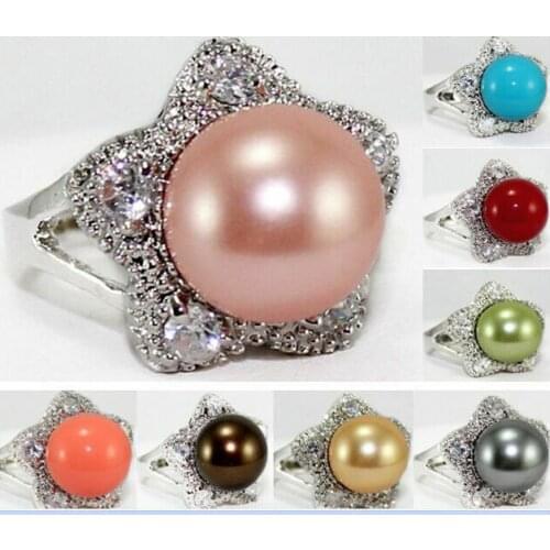 12mm South Sea shell pearl Jewelry Ring Size: 7 8 9