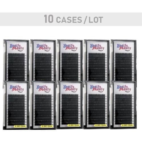 10Trays Silk Individual lashes Extension for professionals Synthetic Material from Yogife Beauty