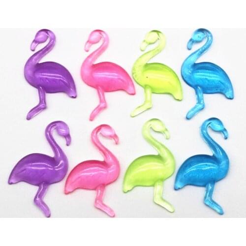 10pcs 24x39mm resin flat back flamingo DIY handmade material crafts earrings fashion colorful mixed decoration hair bow
