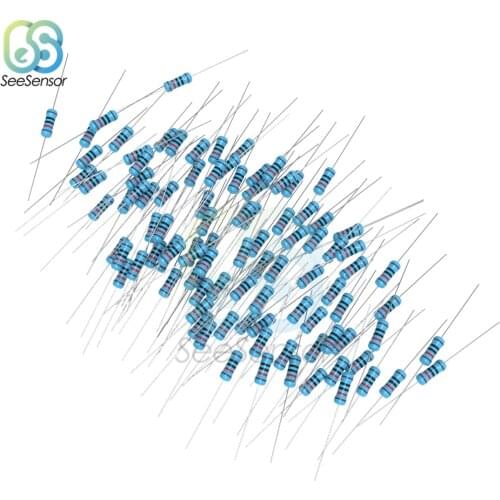 100pcs 1W 1R~1M 1% Metal Film Resistor 100R 220R 330R 1K 1.2K 2.2K 4.7K 10K 22K 47K 100K 100 220 330 2K2 4K7 ohm Resistance