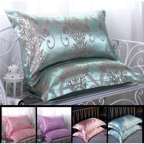 2 Pcs Satin Silk Pillowcase Retro Floral Printing Satin Imitated Silk Pillow Cover 48cmx74cm Wedding Home Decor Pillowcase