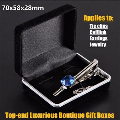 2pcs! 70x58x28mm Top-end Flannel Luxurious Boutique Gift Boxes for Tie clips,Cufflink,Earring,Jewelry Retail Packaging&Display