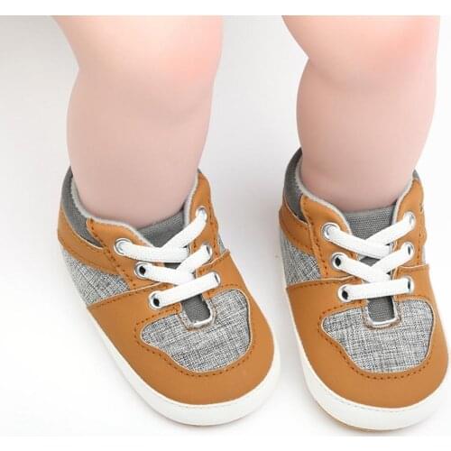 2020 Newborn Fashion Baby Boy PU Leather Soft Soled Canvas Toddler Shoes