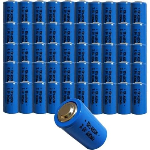 50PCS New 3.6V ER14250M Li-SOCl2 1/2AA 800mAh Batteries LS14250 PLC industrial lithium primary battery for camera GPS