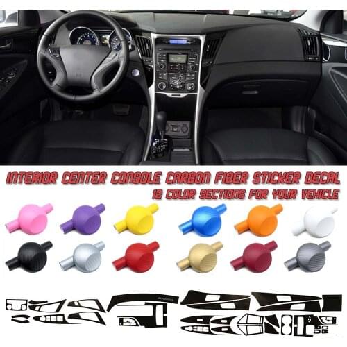 5D Gloss Carbon Fiber Vinyl Film Interior Center Console Sticker For Hyundai Sonata 8th 2010-2015