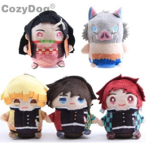 9cm Anime Demon Slayer Plush Toys Kawaii Keychain Pendant Peluche Tomioka Giyu Kamado Tanjirou Inosuke Figure Doll Kids Gift