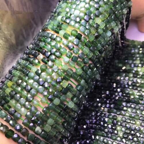 AAAAA LOOSE BEADS Australia Jade gradient green square faceted 4*4.5mm Wholesale for DIY Jewelry Necklace 36cm