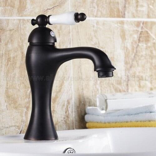 Deck Mounted Oil Rubbed Bronze Single Handle Hole Bathroom Sink Mixer Faucet Hot and Cold Water Mixer Tap znf552