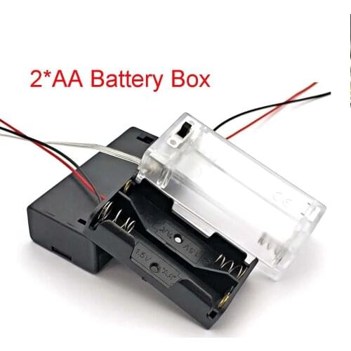 Black Transparent Plastic AA Size Power Battery Storage Case Box Holder Leads with 2 Slots AA Size Power Battery Storage Case
