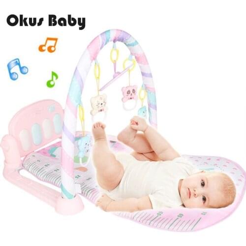 Baby Music And Light Play Mat Baby Gym Educational Fitness Frame Multi-bracket Baby Toys Game Piano Set With Animal