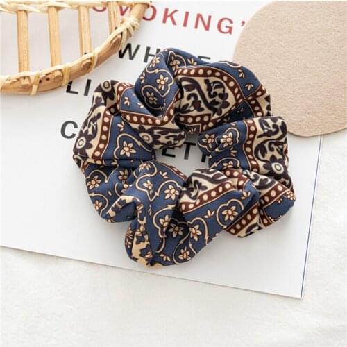 Hot Vintage Scrunchie Floral Headbands For Women Cute Scrunchies Print Hair Ties Flower Opaska Do Wlosow Girls Hair Accessories