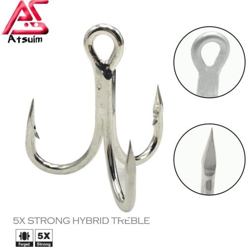 AS 5pcs Big Game 5X Treble Hooks Stainless Skirts BKK 3/0 Strong Hybrid Strength Anchor Fishing Hooks Jigging Carbon Lure Hooks