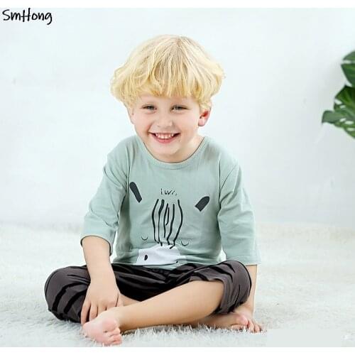 Summer Cartoon Tops+Shorts 2pcs Pajamas Sets Children Sleepwear Pyjamas Kids Animal Pijamas Toddler Boys Pjs Kids Pajamas Sets