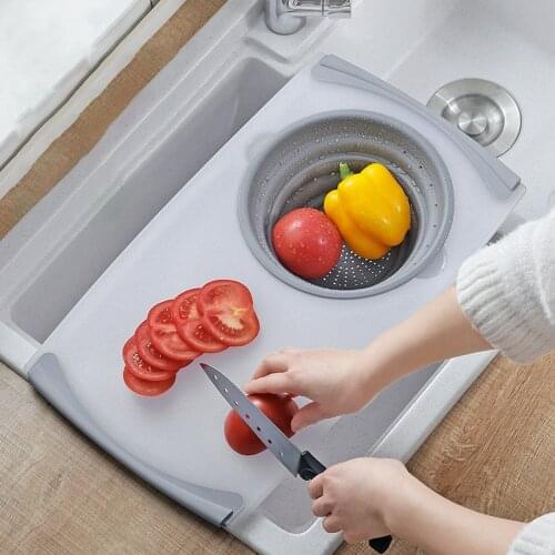 Multifunctional Chopping Blocks Collapsible Sinks Drain Basket Fruit And Vegetable Storage Basket Practical 3 in 1 Kitchen Tool