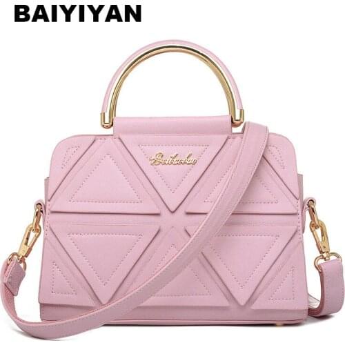 Fashion PU Leather Womens Tote Bag Triangle Patchwork Shoulder Bag Classic Ladies Top handle Handbag