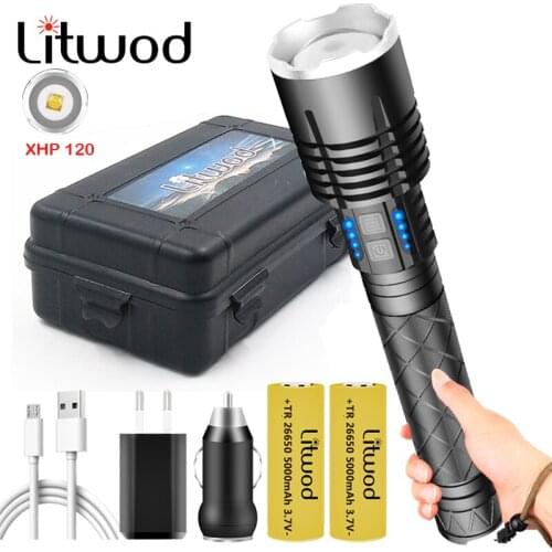 Powerful Led Flashlight XHP120.2 12-core Power Bank Function Torch Usb Rechargeable Zoomable 18650 26650 Battery Camping Lantern