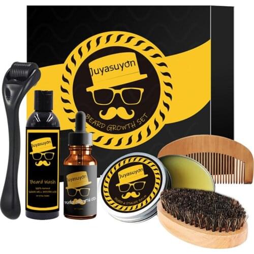7Pieces Beard Care Set Professional Beard Growth Kit With Beard Brush And Comb And Other Accessories For Men Daily Beard Care
