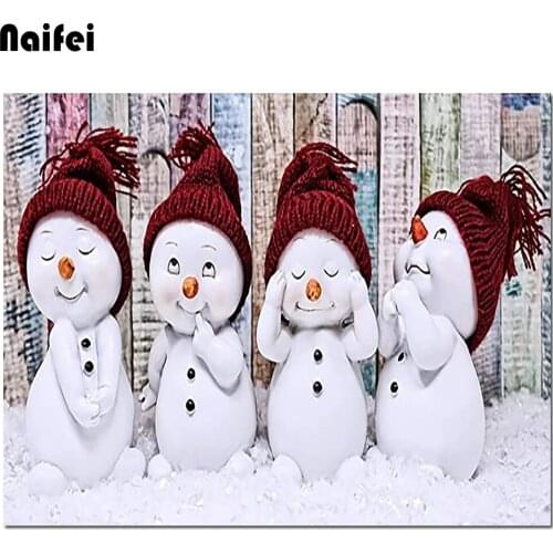 5D Diamond Painting Kits DIY Snowman Cross Stitch Embroidery Pictures Full Drill Rhinestone Arts Craft for Home Wall Decor Gift