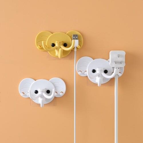 Wall-mounted Adhesive Hooks Multifunction Hanger Hooks Cartoon Elephant Sticking Strong Hanging Bathroom Kitchen Storage Holder