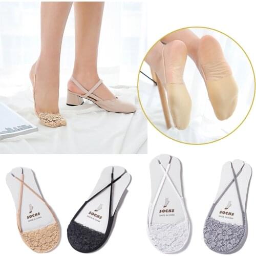 1Pair New Fashion Summer Women Lady Sexy Half Feet Antiskid Invisible Liner No Show Low Cut Sling Short Lace Sock Black White
