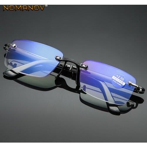 TR90 Rimless Frame Anti-blu Light Lenses Ultralight Reading Glasses +0.75 +1 +1.25 +1.5 +1.75 +2 +2.5 +2.75 +3 To +4 For Read