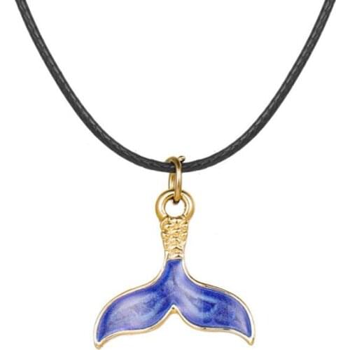 Cute Cartoon whale Planet Pendant Necklace for Women Girls Black Rope Clavicle Chain Necklace Aesthetic Party Jewelry Gift